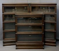 GLOBE WERNICKE SECTIONAL OAK BOOKCASES (3), all bearing interior labels behind lift-up front glass
