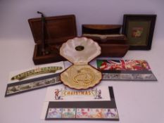 MIXED COLLECTABLES GROUP to include an Indian erotic art miniature, carved hardwood lidded box,