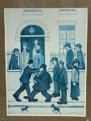 L S LOWRY print - 'A Fight', 30.5 x 22.5cms