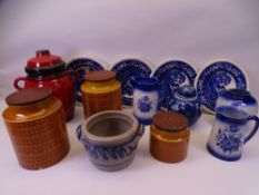 HORNSEA SAFFRON, GERMAN & OTHER POTTERY STORAGE JARS, Blue & White ware ETC