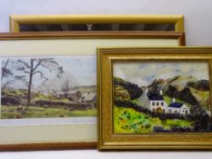 KAREN JONES glass collage within a frame, entitled - 'Fron Heulog, Dinorwig', signed, 42 x 53cms