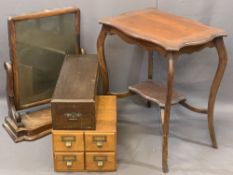 VINTAGE FURNITURE PARCEL, FOUR ITEMS to include a light oak card index bank of four drawers, 24.5cms