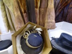 LADY'S VINTAGE FUR COATS (2), simulated fur jacket, quantity of hats in boxes ETC