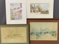 PAYNE? limited edition print entitled - 'Church of St Melid', 26 x 41cms, W RADCLIFFE