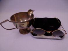 PEDESTAL CREAM JUG, Sheffield 1957, maker Walker & Hall, 4 troy ozs and a pair of gilt rimmed