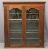 VICTORIAN MAHOGANY BOOKCASE TOP having twin glazed doors and interior adjustable shelves, 129cms