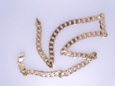A CONTINENTAL 375 GOLD FLAT LINK CURB NECKLACE, 48grms, 50cms long