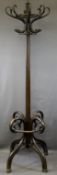 BELIEVED THONET BENTWOOD COAT & HAT STAND, no labels or marks, 204cms approx H, 68cms max W (the odd