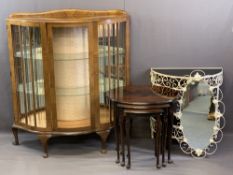 VINTAGE FURNITURE GROUP, FOUR ITEMS to include a walnut Serpentine front China display cabinet