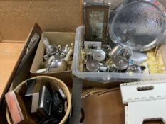 ART DECO POTTERY & CHROME TEASET, vintage boxes, book rack, barometer and stainless steel