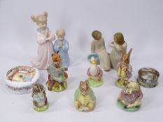 ROYAL ALBERT BEATRIX POTTER Foxy reading, Mr Benjamin Bunny, Jeremy Fisher also Beswick Beatrix
