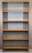 MID-CENTURY TEAK OPEN BOOKCASE, 198cms approximate H, 104cms W, 19.5cms D