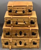 GIOVANNI LEATHER CASES, graduated set of four, 24cms H, 76cms W, 46cms D the largest