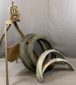 RECORD FLOOR STANDING TRIPOD VICE MARKED '92.5' also vintage motoring items, narrow Speed master