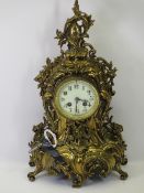 FRENCH GILT BRASS ROCOCO MANTEL CLOCK with Japy Freres type movement stamped 'F.C'