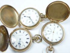 THREE ROLLED GOLD FULL CASE GENT'S POCKET WATCHES - one Elgin, two marked Federal and Limit, all