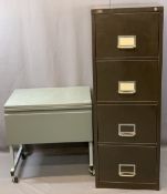 FOUR DRAWER STEEL FILING CABINET by Pioneer, 132cms H, 47cms W, 60cms D and a stainless steel