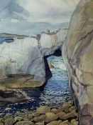 NICHOLAS FERENCZY watercolour and pencil - entitled 'Bwa Gwyn (The White Arch)', monogrammed, 30 x
