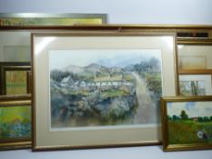 FRAMED OIL PAINTINGS, Limited Edition prints including a G V GADD, Cottage Lane 296/850