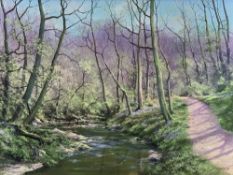 JOHN CAESAR SMITH 1930 oil on canvas - Woodland Scene, signed and dated '90, 39.5 x 54.5cms