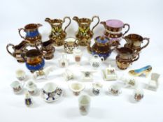 CRESTED CHINA, a good assortment and copper lustre jugs, ETC