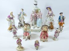 CONTINENTAL PORCELAIN FIGURINES GROUP, mainly in decorative attire