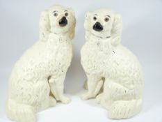 STAFFORDSHIRE LARGE COMFORTER DOGS with separated legs, an excellent pair, 39cms tall