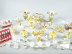 SWAROVSKI GLASSWARE, other fancy ornate cabinet items and a pair of ships in bottle, ETC