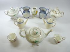 BLUE FUNNEL LINE WATER JUGS- a pair, 14cms tall. A pair of Flo Blue jugs, 15cms tall, Portmeirion