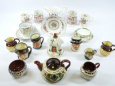ASSORTED CHINA & POTTERY including a pair of 'Home Sweet Home' jugs, 11cms tall, Torquay ware, Royal