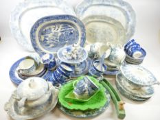 BLUE & WHITE DRESSER PLATTERS and a large quantity of other Blue & White dinner, tableware, ETC also