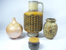 LARGE CARSTENS WEST GERMAN JUG 46cms by Dieter Peter with other mid-century vases and a tobacco jar
