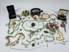YELLOW METAL & COSTUME JEWELLERY, SILVER ETC