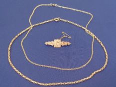 9CT GOLD JEWELLERY, 3 ITEMS - a Victorian Sweetheart brooch with arrow through a crowned heart in