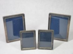 MODERN SILVER PHOTOGRAPH FRAMES, TWO PAIRS - all hallmarked Sheffield 1991, maker Carr's of