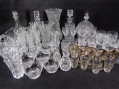 CUT GLASS & OTHER DECORATIVE VASES, DECANTERS & DRINKING GLASSWARE (within 3 boxes)