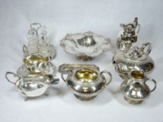 THREE PIECE EPBM TEASET with a quantity of EPNS ware