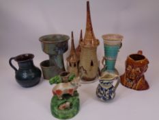 MIXED POTTERY & STUDIO WARE - including a Castle table lamp, Aller Vale jug, Sylvac character jug