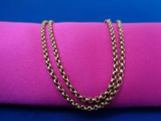 9CT GOLD BELCHER STYLE NECKLACE - with base metal clasp, 48cms L, 6.8grms