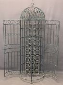 STYLISH DOME TOP WROUGHT IRON WINE RACK WITH DOUBLE DOORS, 147cms overall H, 48cms approx diameter