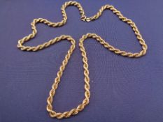 9CT GOLD DOUBLE TWIST NECKLACE, 62cms L, 20.2grms