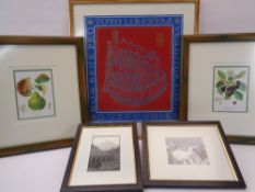FIVE FRAMED PICTURES & PRINTS including one depicting The Old Town of Dubrovnik, signed and dated