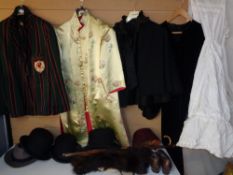 VINTAGE LADY'S & GENT'S CLOTHING - to include a green and red striped blazer, embroidered silk