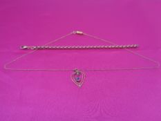 VINTAGE 9CT GOLD JEWELLERY, 2 ITEMS - an Italian belcher link type bracelet, 20cms L and a fine link