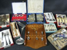 BOXED EPNS CUTLERY - a mixed selection with a quantity of collector's spoons ETC