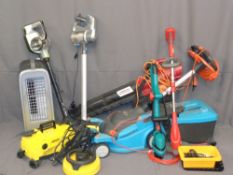 GARDEN & HOUSEHOLD ELECTRICAL ITEMS - Karcher jet washer, Mountfield blower, Gardena lawnmower,