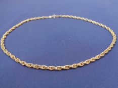 9CT GOLD DOUBLE LINK NECKLACE - with clip clasp, 41cms L, 10.4grms
