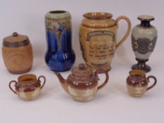 ROYAL DOULTON & DOULTON LAMBETH STONEWARE - 7 pieces including a General Gordon jug, Governor