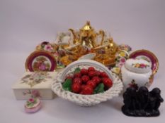 CZECHOSLOVAKIA GILT COFFEE SERVICE, ROYAL ALBERT OLD COUNTRY ROSES and other cabinet posies and