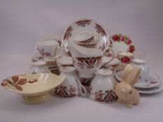 TEAWARE & CABINET ORNAMENTS - a mixed group including Colclough 8525, Royal Kent 8260, Royal